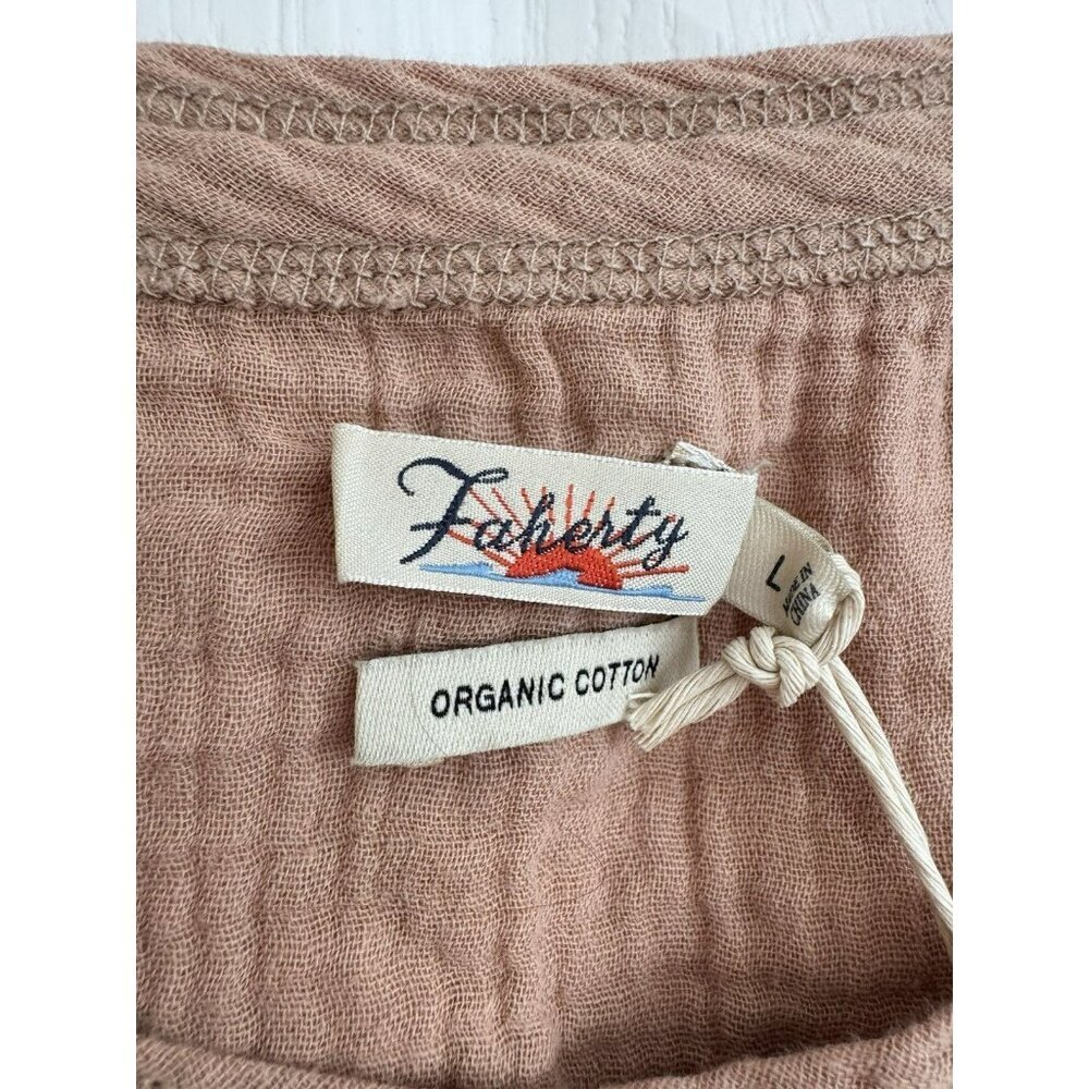 Faherty Women's Size Large Dream Cotton Gauze T-Shirt - Women's Tan Peach - Picture 5 of 7